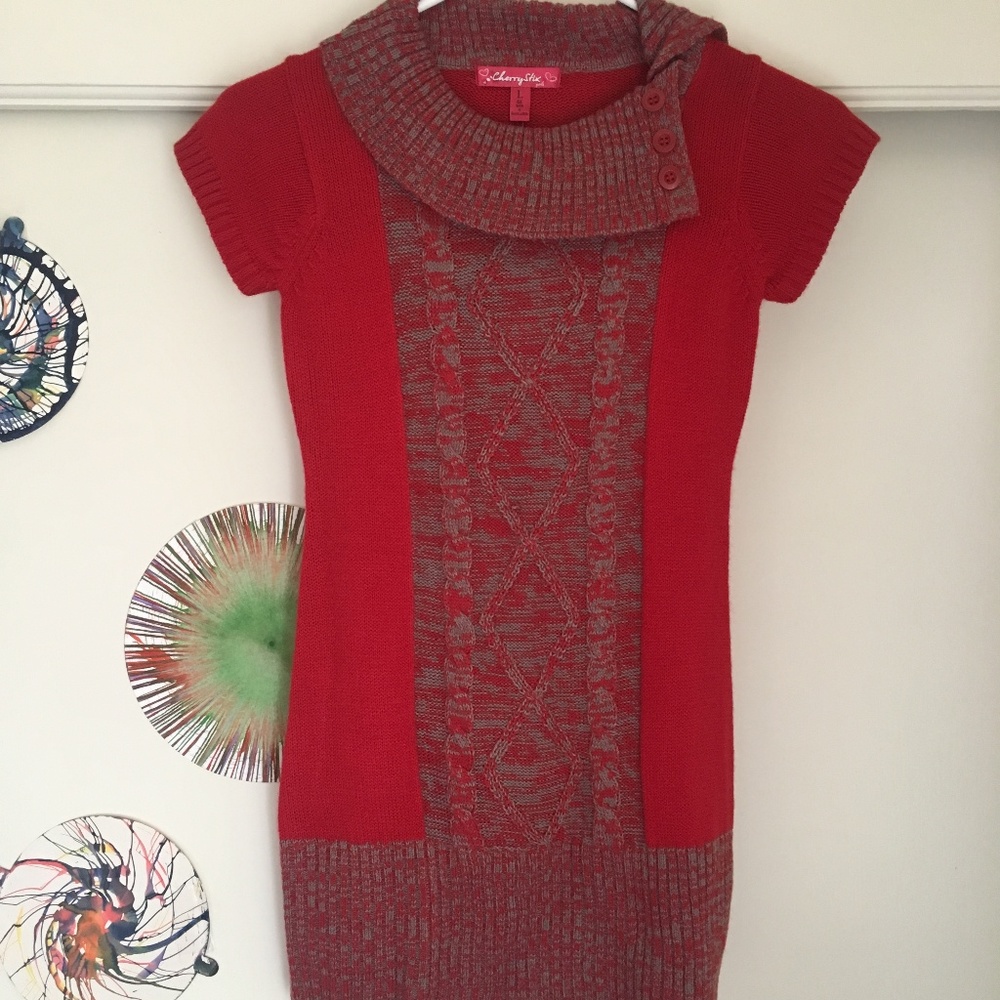 Red Knit Sweater Dress for girls